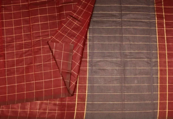 Pure Handloom Kovai Cotton Saree In Deep Maroon
