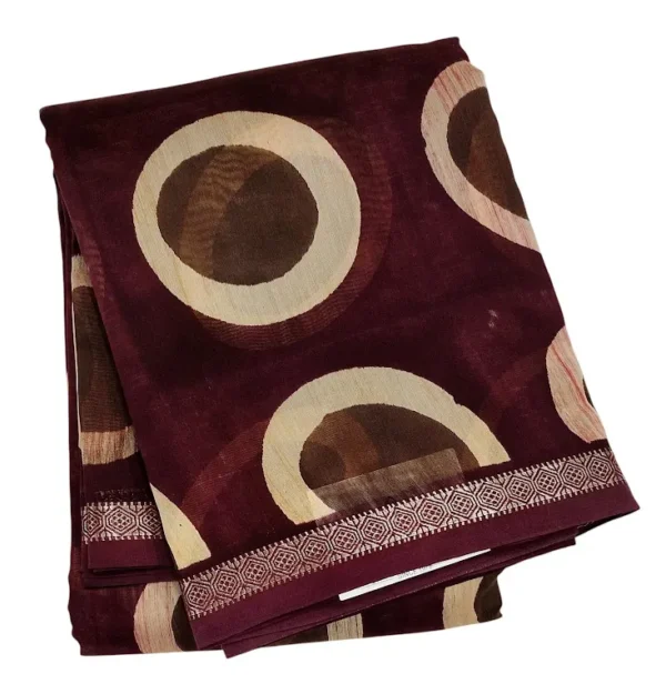 Pure Chanderi Cotton Saree In Deep Maroon