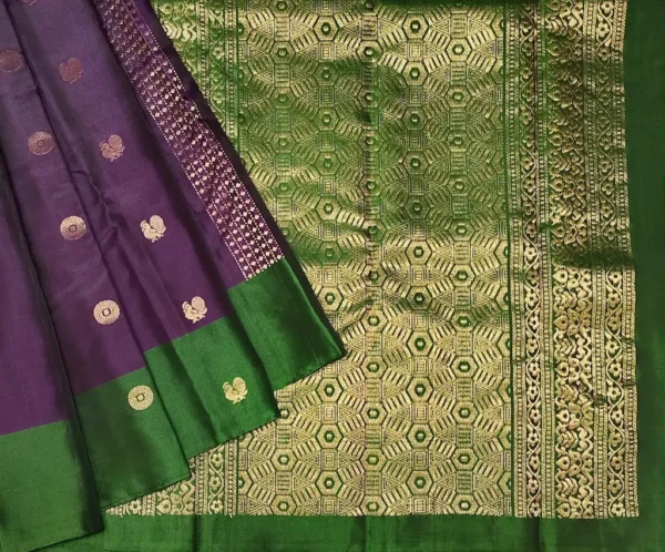 Pavithram Soft Silk Saree In Deep Violet With Vertical diamond