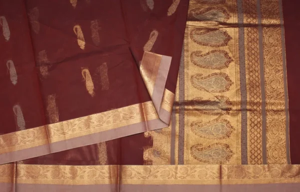 Pure Handloom Kovai Cotton Saree In Deep Wine