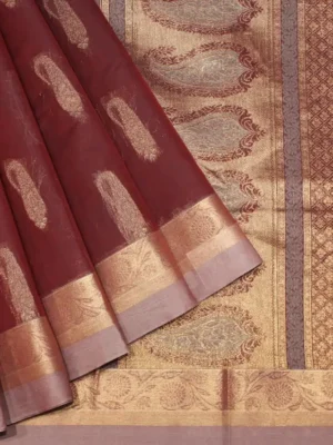 Pure Handloom Kovai Cotton Saree In Deep Wine