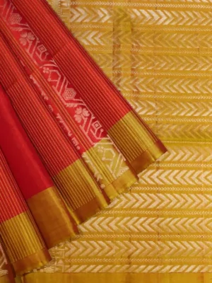 Pure Handloom Soft Silk Saree In Dual Red Shade Neli Design