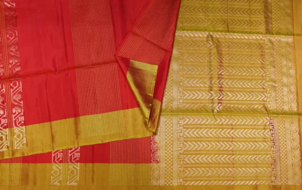 Pure Handloom Soft Silk Saree In Dual Red Shade Neli Design