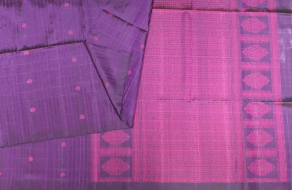Pure Handloom Raw Silk Saree In Dual Tone