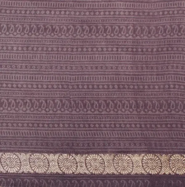 Pure Chanderi Cotton Saree In Dusty Lavender