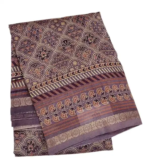 Pure Chanderi Cotton Saree In Dusty Lavender