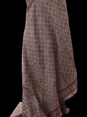 Pure Chanderi Cotton Saree In Dusty Lavender