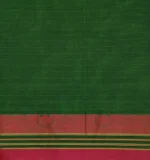 Pure Handloom Kovai Cotton Saree In Forest Green