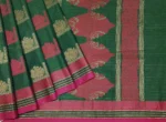 Pure Handloom Kovai Cotton Saree In Forest Green