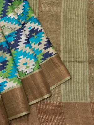 Pure Tussar Silk Saree In Geometric Design