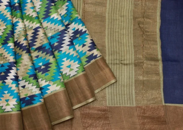 Pure Tussar Silk Saree In Geometric Design