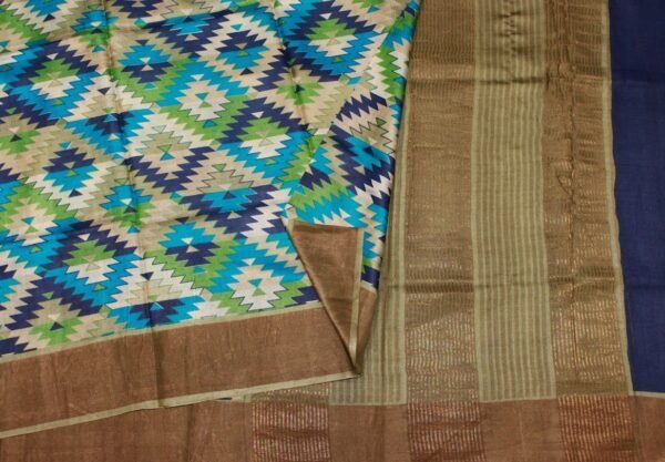 Pure Tussar Silk Saree In Geometric Design