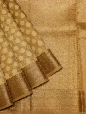 Semi Tussar Saree In Golden Beige