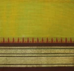 Greenish Yellow Kanchi Chettinad Cotton Saree With Red Buttas
