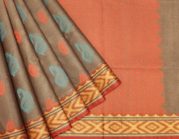 Handloom Pure Kovai Cotton Saree In Grey Shade
