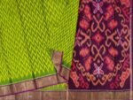 Handloom Pochampally Ikat Saree in Olive Green