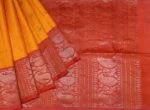 Mango Yellow Handloom Pure Silk Saree with Golden Zari Motifs