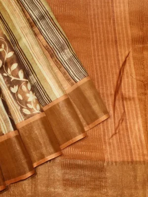 Pure Tussar Silk Saree In Honey Gold