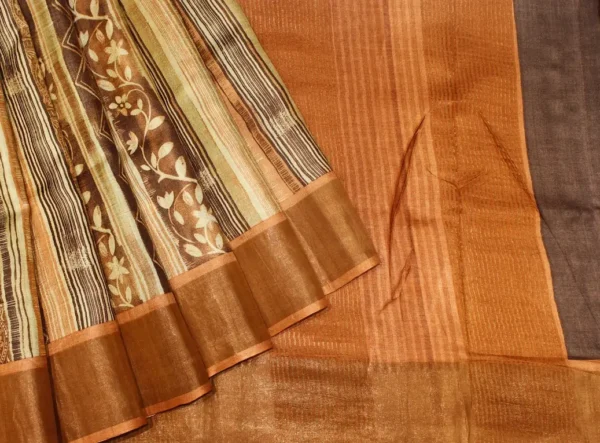 Pure Tussar Silk Saree In Honey Gold