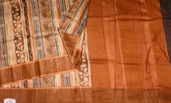 Pure Tussar Silk Saree In Honey Gold