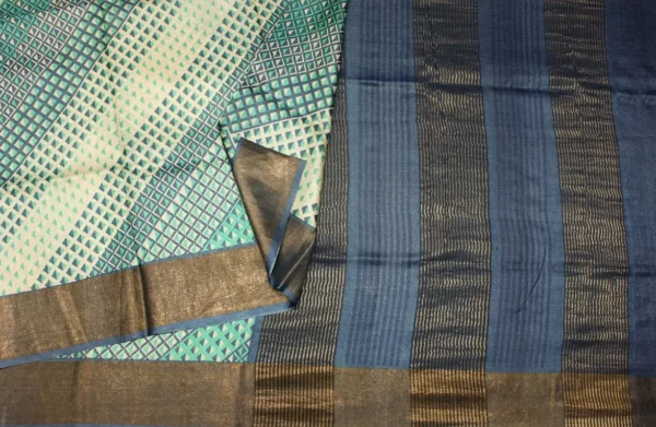 Pure Tussar Silk Saree In Ivory Cream