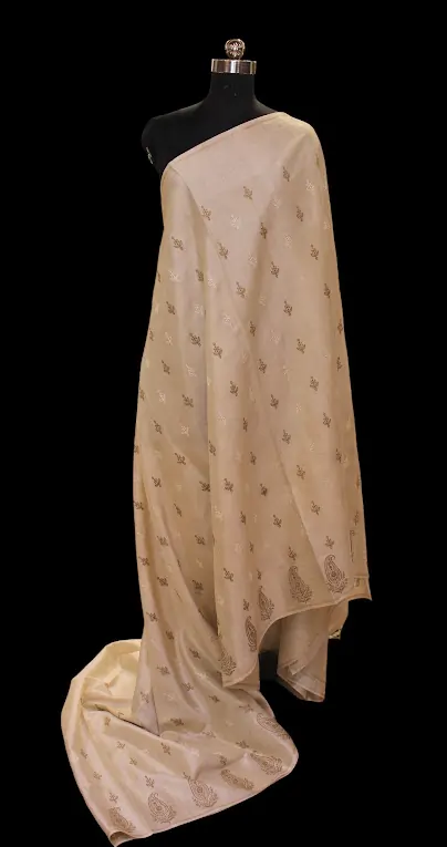 Semi Tussar Saree In Ivroy Cream Shade