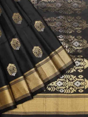 Pure Handloom Signature Soft Silk Saree In Jet Black