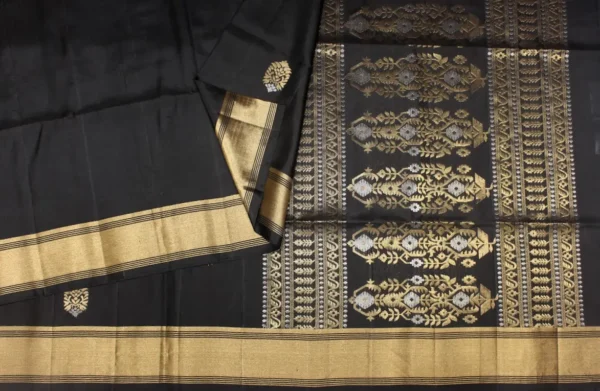 Pure Handloom Signature Soft Silk Saree In Jet Black