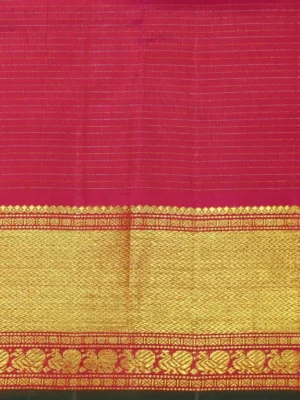 Dark Rani Pink Kanchivaram Saree with Rich Checkered Zari In Blouse