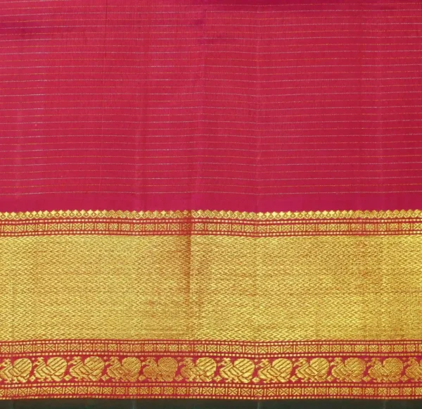 Dark Rani Pink Kanchivaram Saree with Rich Checkered Zari Elegance