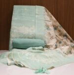 Aquamarine Kota Cotton Salwar Material with Zari Work