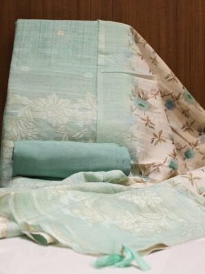 Aquamarine Kota Cotton Salwar Material with Zari Work