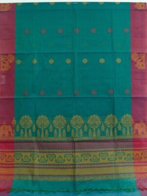 handloom Pure Kovai cotton Saree In Peacock Green