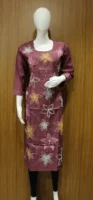 French Knot Straight Cut Kurti In Wine Shades