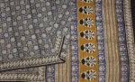 Light Blue Mulmul Cotton Saree With Bagru