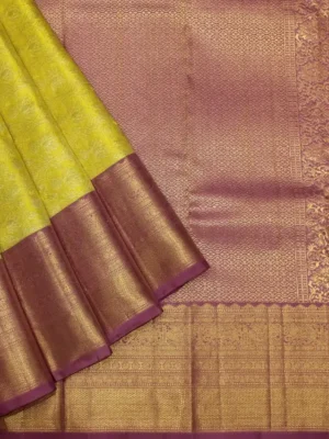 Brocade Bridal Soft Silk Saree In Lime Green