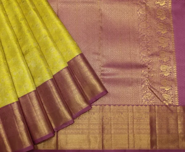 Brocade Bridal Soft Silk Saree In Lime Green