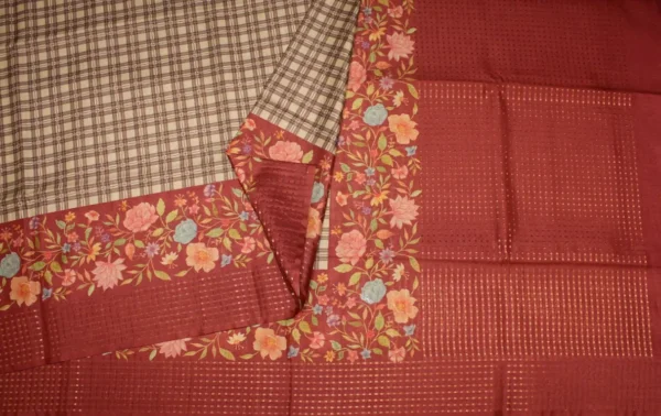 Semi Tussar Saree In Maroon Shade