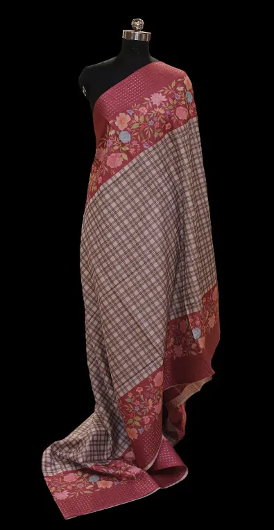 Semi Tussar Saree In Maroon Shade