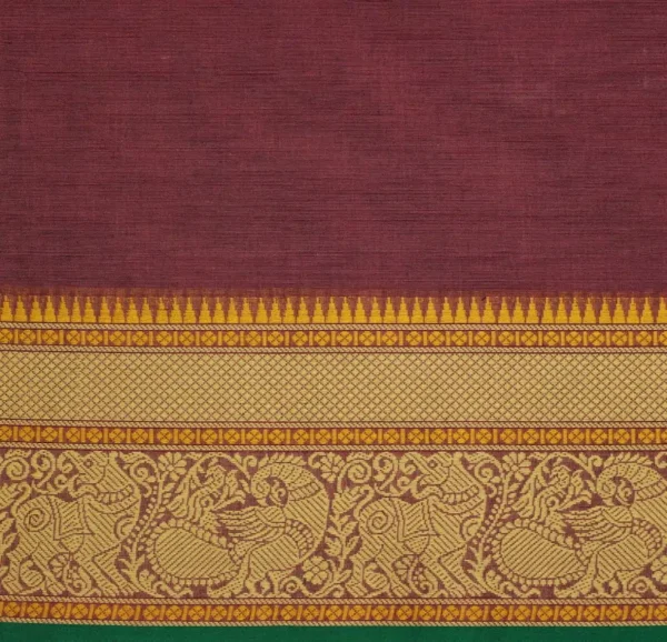 Chettinad Cotton Saree In Maroon Shade With Horizontal Line