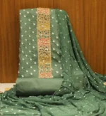 Cotton Unstitched Salwar Material In Moss Green