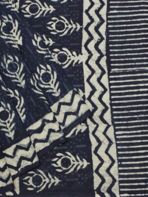 Mulmul Cotton Saree In Tealish Blue
