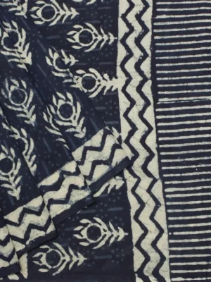Mulmul Cotton Saree In Tealish Blue