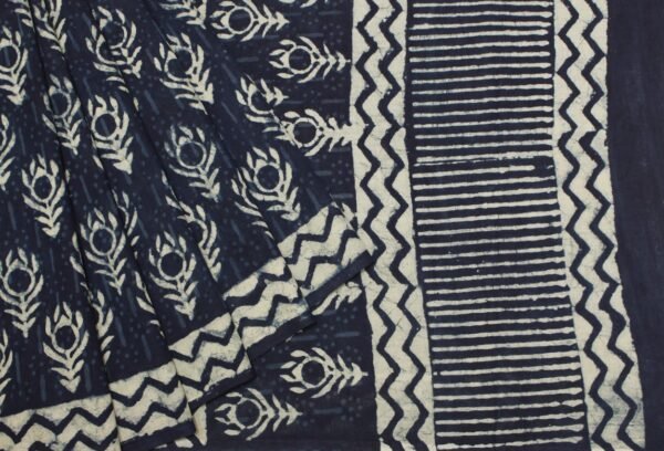 Mulmul Cotton Saree In Tealish Blue