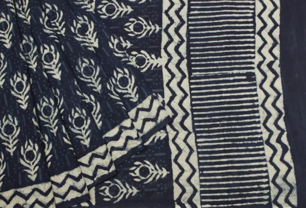 Mulmul Cotton Saree In Tealish Blue
