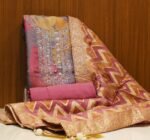 Multicolor Organza Salwar Material with Zardosi Neck