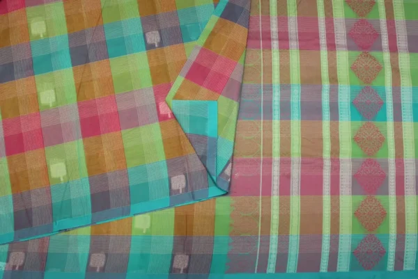 Pure Handloom Kovai Cotton Saree In Multi Shade