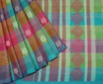 Pure Handloom Kovai Cotton Saree In Multi Shade