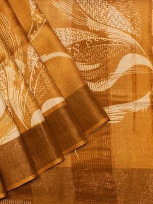 Mustard Gold Pure Tussar Silk Saree