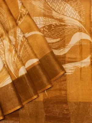 Mustard Gold Pure Tussar Silk Saree